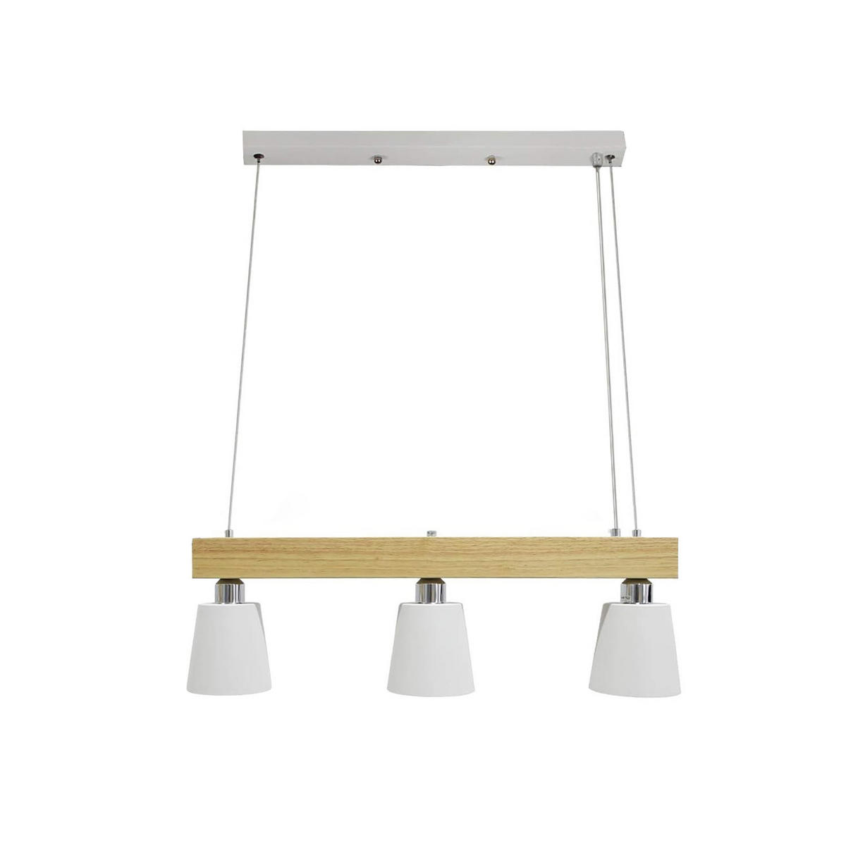 HÄNGELEUCHTE Formel 3-flammig 70/14/23 cm - Weiß, Holzwerkstoff (70/14/23cm) - Nettlife