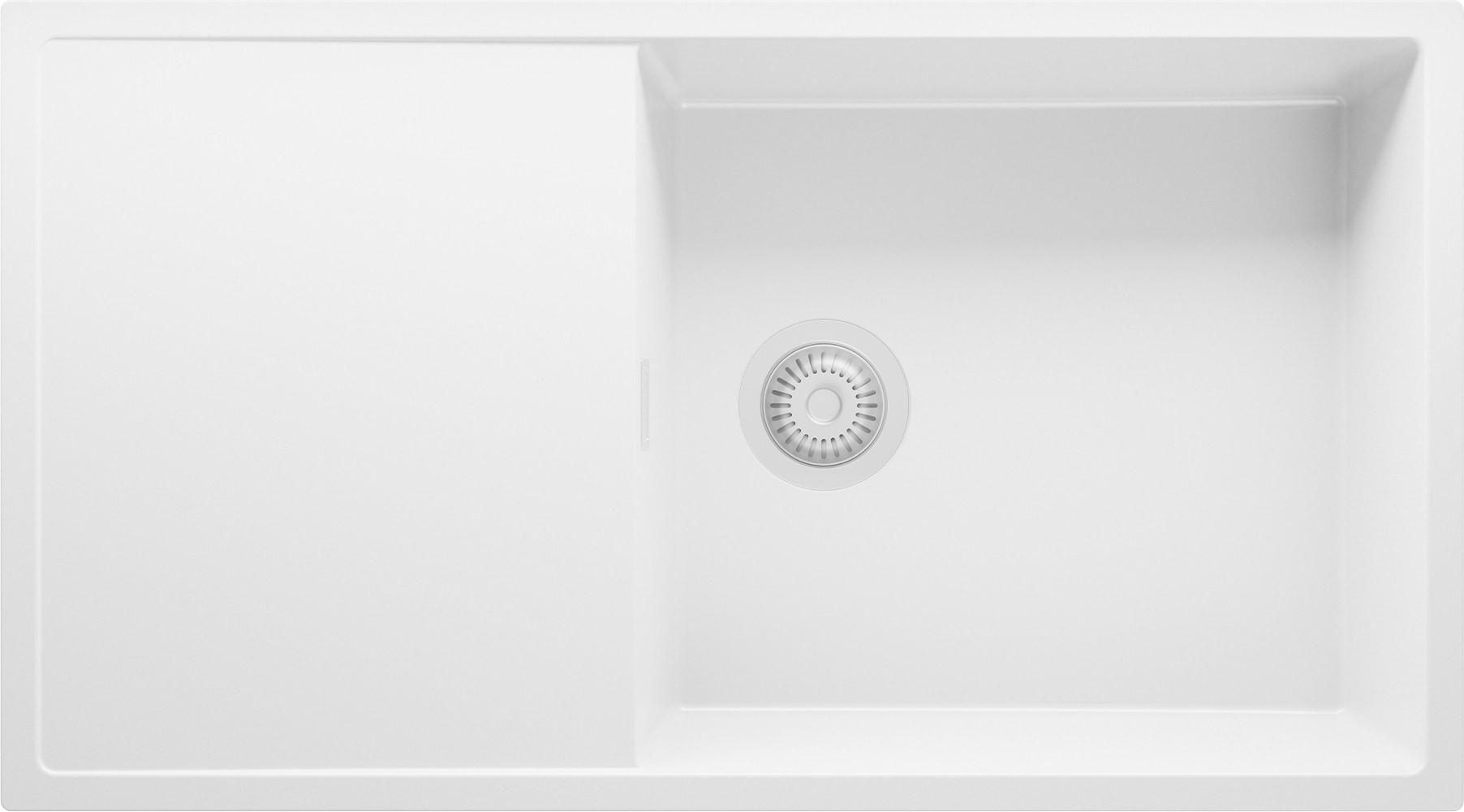 SPÜLBECKEN Ibiza, 2-er set Alles Weiß 90/50 cm 1 Becken + Ablauf-Set ab 60er Unterschrank - Weiß, Kunststoff (90/19/50cm) - Primagran