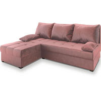 ECKSOFA RITA Rosa Plüsch-Stoff mit Schlaffunktion - Rosa, Holz (200/141cm) - MASSENO