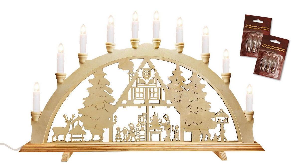 SCHWIBBOGEN Waldhaus 10-flammig - Multicolor, Holz (0.1/1/0.1cm) - Dekoteam24