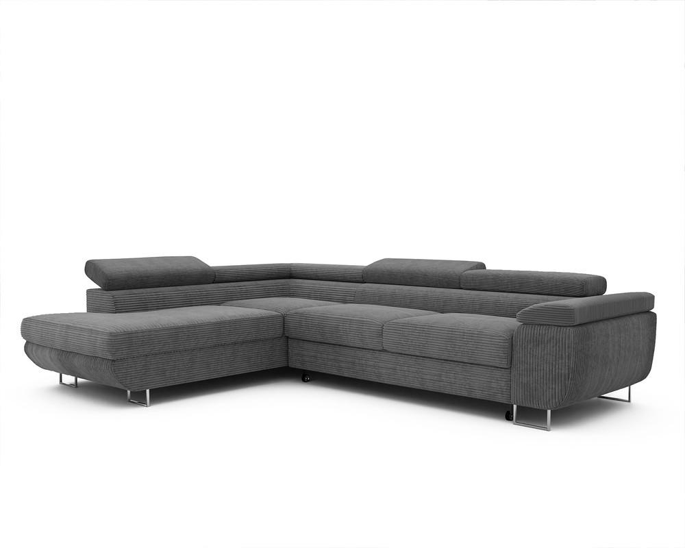 ECKSOFA ANTON mit Schlaffunktion und Bettkasten Grau - Grau, Holzwerkstoff/Kunststoff (274/203cm) - Idohome