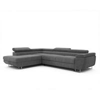 ECKSOFA ANTON mit Schlaffunktion und Bettkasten Grau - Grau, Holzwerkstoff/Kunststoff (274/203cm) - Idohome