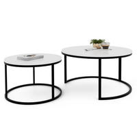 COUCHTISCH rund Groß, Weißglanz, Rahmen Schwarz - Weiß Hochglanz/Schwarz, Metall (80/80/48cm) - Idohome