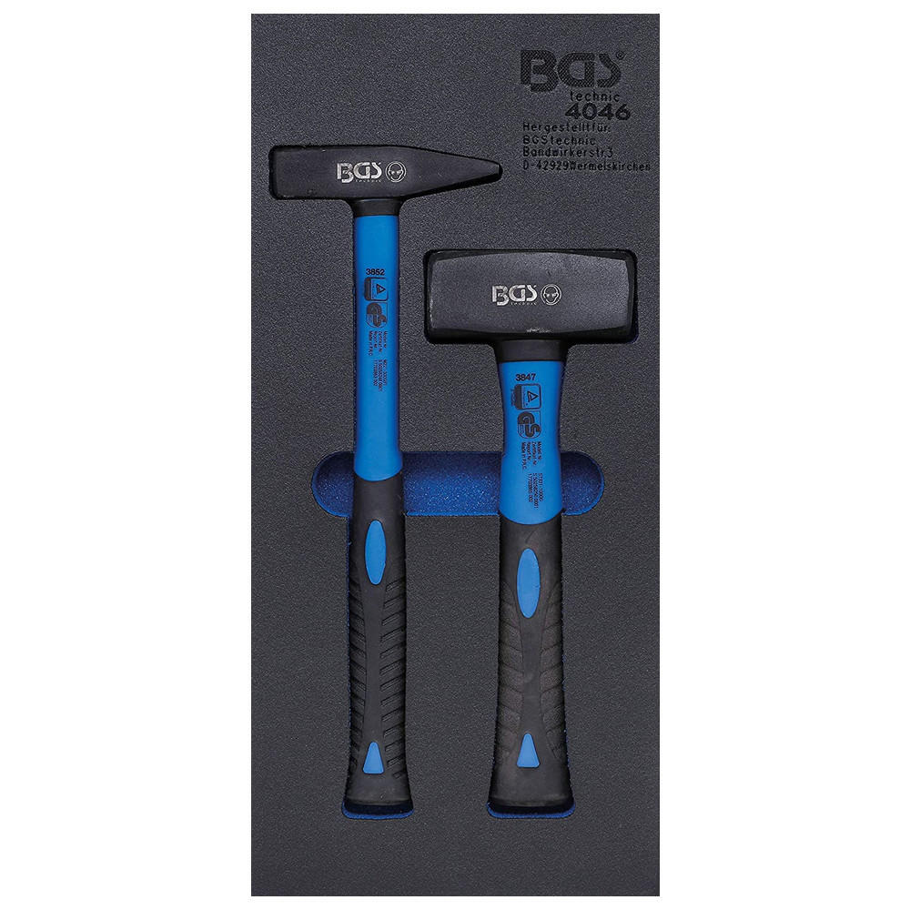 WERKSTATTWAGENEINLAGE 1/3: Fäustel- und Schlosserhammer-Satz, 2-teilig - Multicolor, Kunststoff (190/410/410cm) - BGS technic