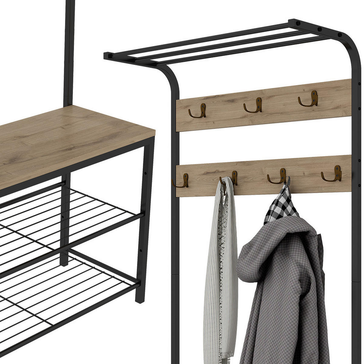 WANDGARDEROBE Fyrk Eiche 70 x 190 cm - Eichefarben/Schwarz, Holzwerkstoff (70/190/30cm) - Vicco
