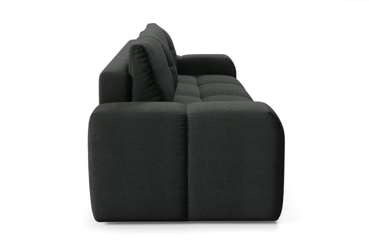 BETTSOFA DUCA Graphitfarben Jersey- Stoff mit Schlaffunktion - Graphitfarben, Holz (259/90/99cm) - MASSENO