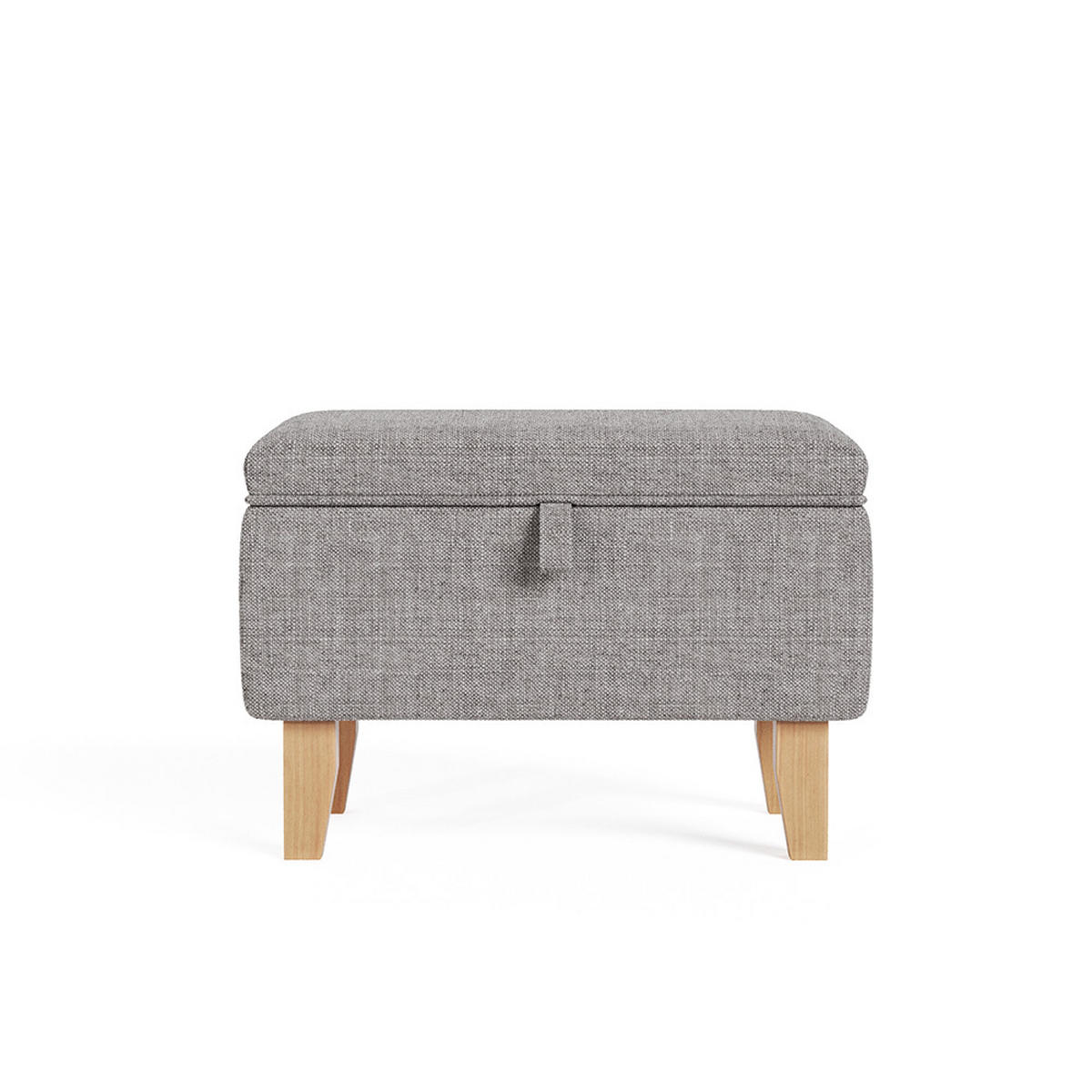 POLSTERHOCKER 49/33/35 cm Stauraum Holzbeine Leinen Hellgrau - Hellgrau/Naturfarben, Holz/Textil (49/35/33cm) - Livingandhome