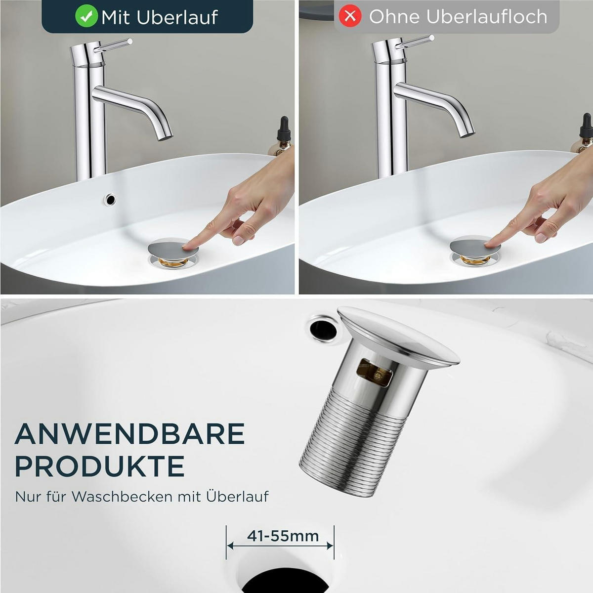 WASCHTISCHARMATUR Hoch mit Ablaufgarnitur 190 mm Auslaufhöhe Chrom - Silberfarben, Metall (15.8/25/6cm)