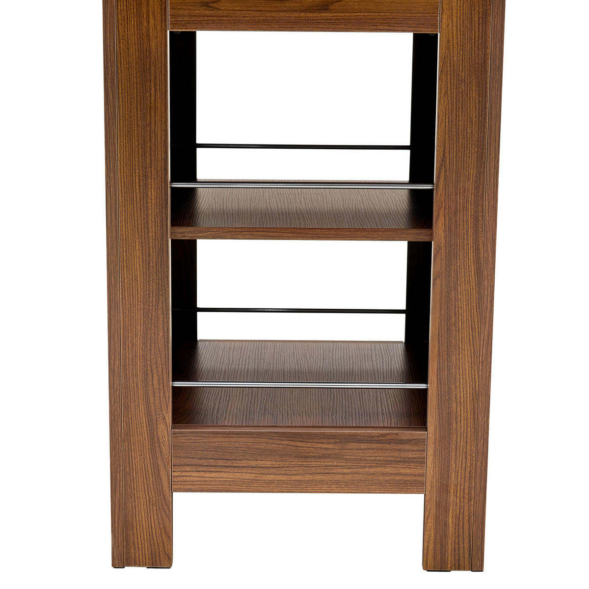 ESSTISCH Nussbaum mit Ablageboden und nussbaumfarbenem Metallgestell 100/100/76 cm - Walnussfarben, Holz (100/100/76cm) - Oxeza