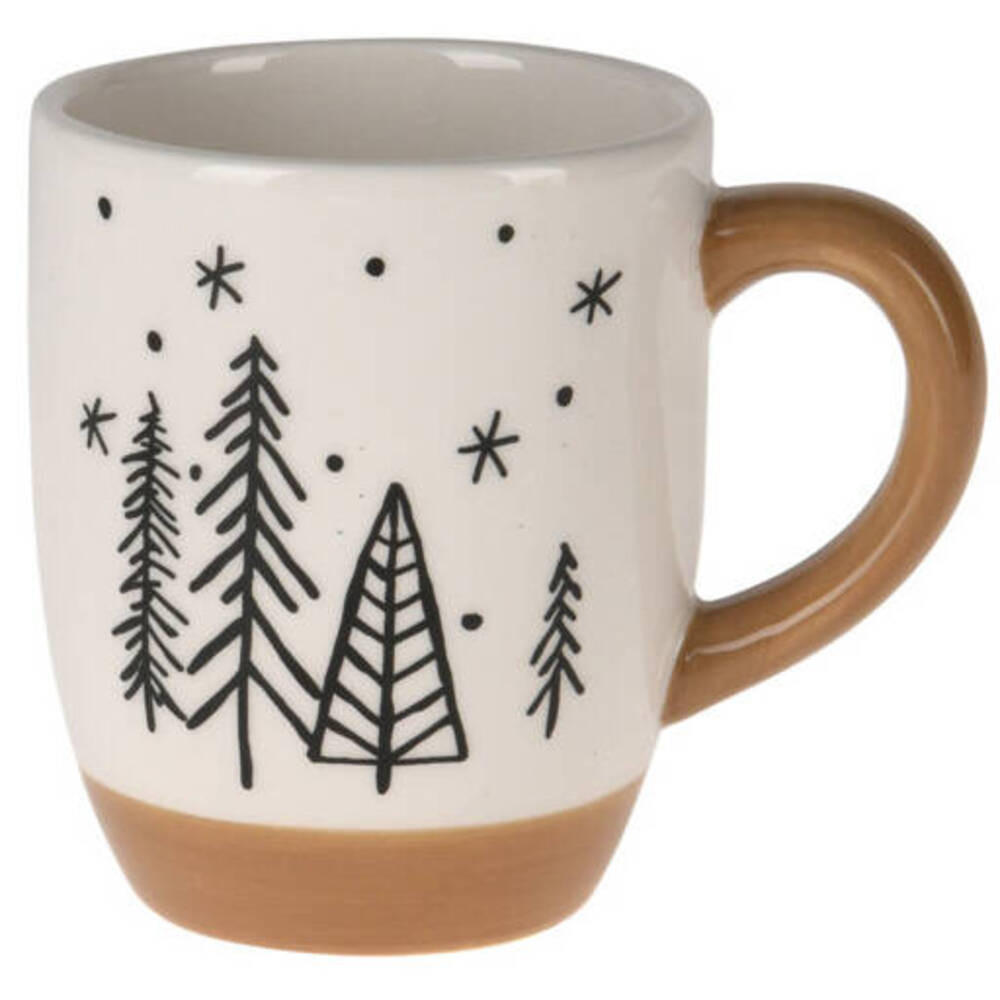 BECHER Tannenmotiv 330 ml - Weiß, Keramik (0.3L) - Home Styling Collection