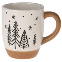 BECHER Tannenmotiv 330 ml - Weiß, Keramik (0.3L) - Home Styling Collection