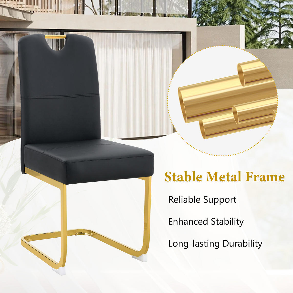 SCHWINGSTUHL DE-36779 2er-Set mit Federkernpolsterung und ergonomischem Design Schwarz - Goldfarben/Schwarz, Metall (43/97/56cm) - ComfortXL