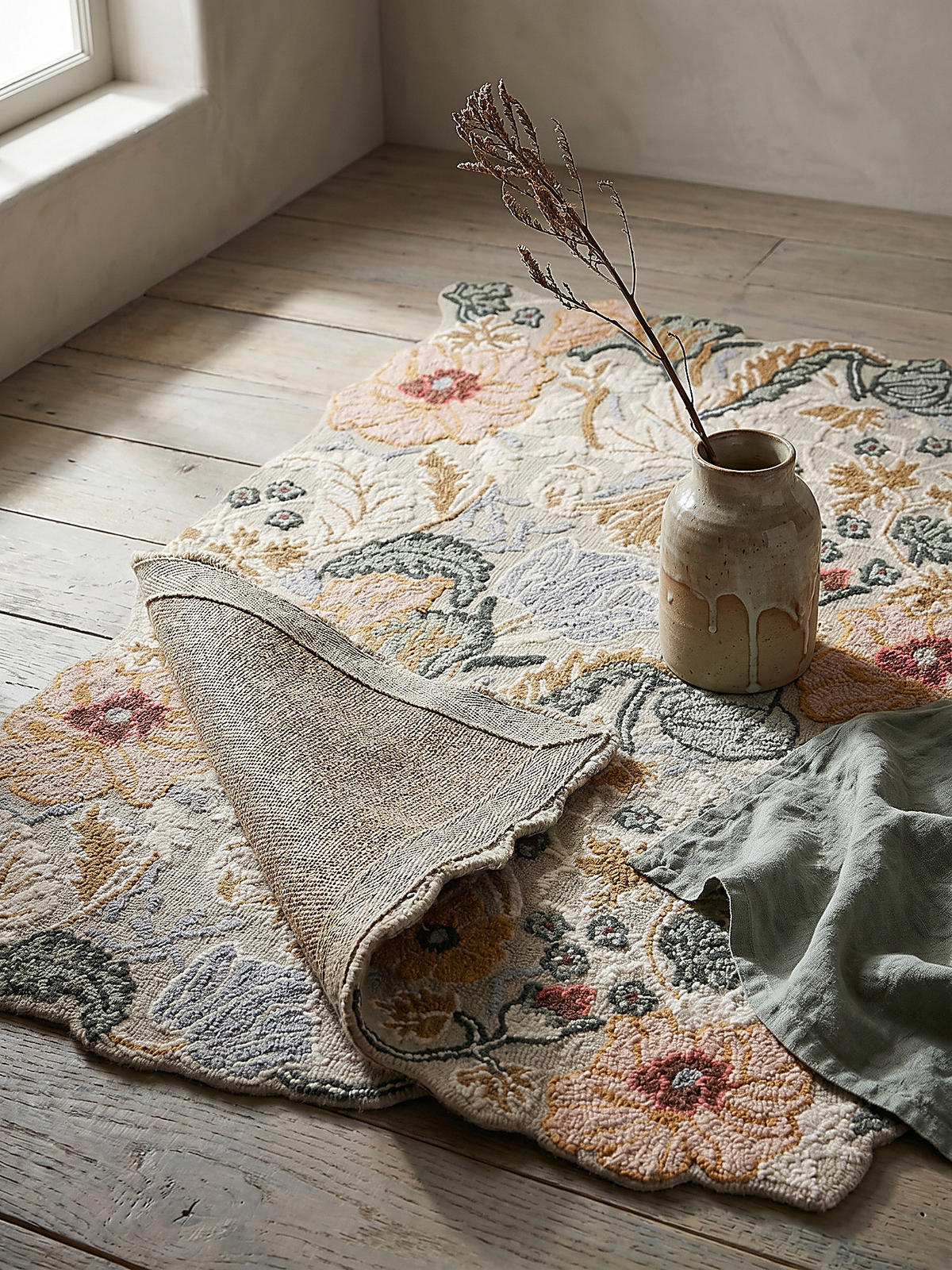 WOLLTEPPICH CHAR, floral, Hellrosa, 120 x 170 cm - Rosa, Textil (120/170cm) - KADIMA DESIGN