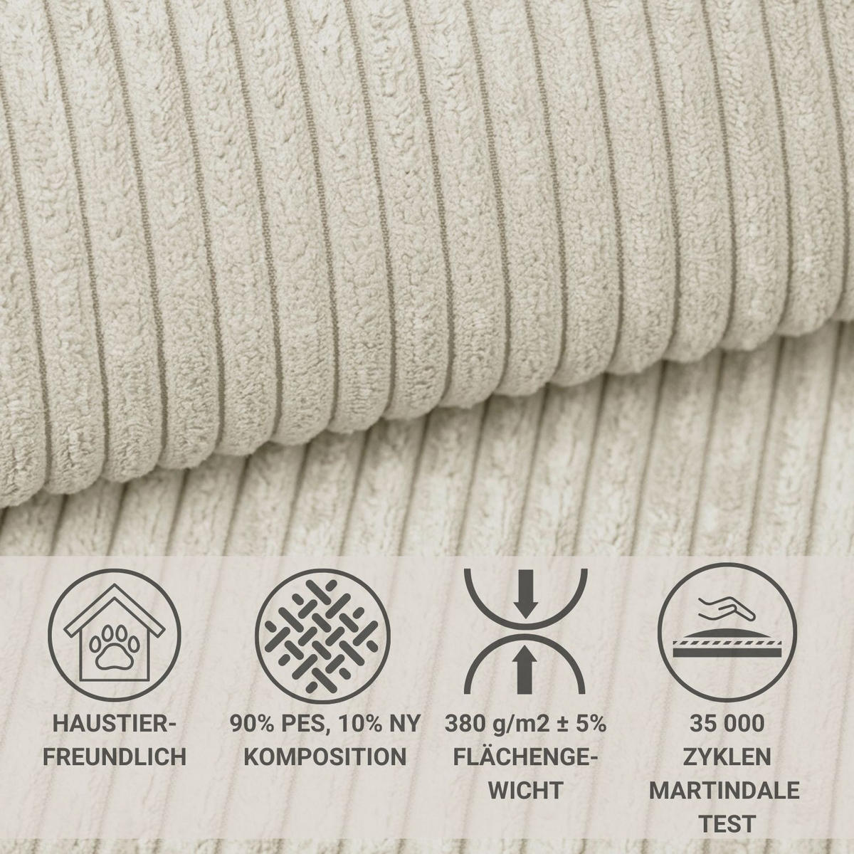 ECKSOFA MIT SCHLAFFUNKTION Maze Creme Samtstoff - Creme/Schwarz, Holz/Holzwerkstoff (294/185cm) - Maison de Reve