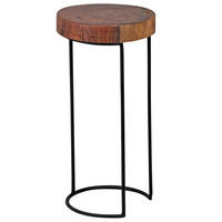 BEISTELLTISCH Massivholz Metallgestell Baumstammplatte Landhausstil INDI, Braun 28x28x55 cm - Schwarz/Braun, Holz/Metall (28/28/55cm) - KADIMA DESIGN