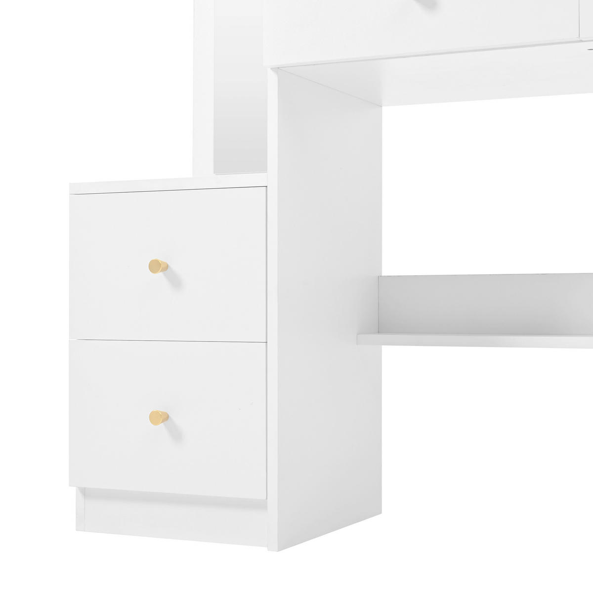 SCHMINKTISCH Weiß LED Spiegel 4in1 109x36x164cm Hocker - Weiß, Holzwerkstoff (36/164/109cm) - FLIEKS
