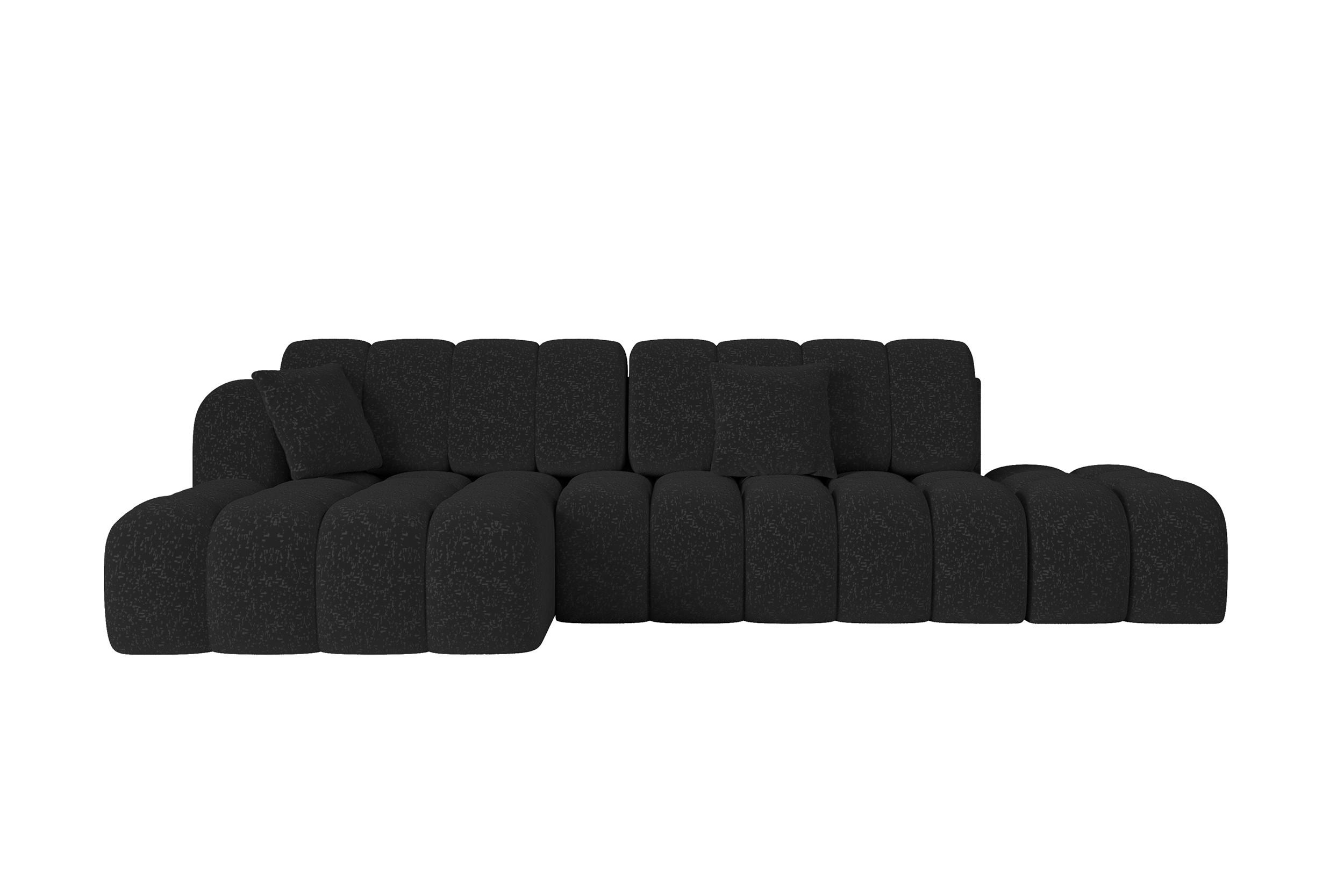 ECKSOFA mit Schlaffunktion Ottomane Links OLEA-L2 321x164x75 Schwarz Tissu - Schwarz Hochglanz/Schwarz, Holzwerkstoff/Kunststoff (321/164cm) - ALTDECOR