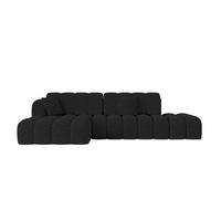 ECKSOFA mit Schlaffunktion Ottomane Links OLEA-L2 321x164x75 Schwarz Tissu - Schwarz Hochglanz/Schwarz, Holzwerkstoff/Kunststoff (321/164cm) - ALTDECOR