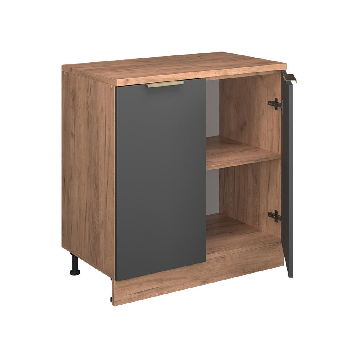 KUHINJSKA OMARA ZA POŠEVNE STREHE R-Line, Antracitno-zlata, 80 cm brez naklona z 2 vrati - medeni hrast/antracit, leseni material (80/83.8/46cm) - Vicco