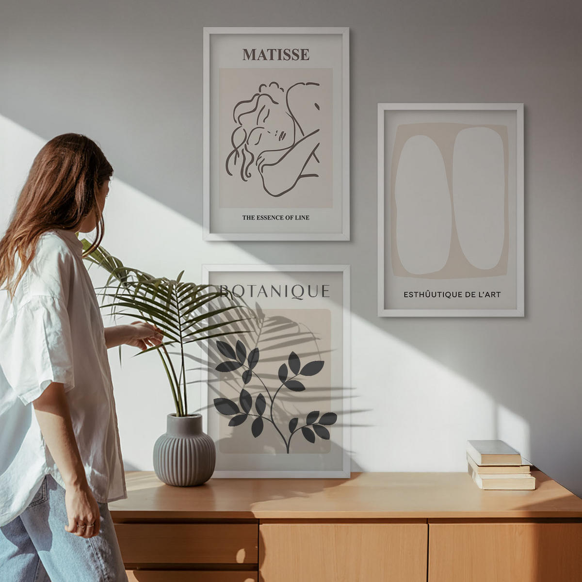 WANDBILDER 3er-Set - 40x60 cm Weißer Rahmen - Matisses stilvolle Pflanzenbilder - Weiß, Kunststoff (40/60cm) - ArtPrintCave