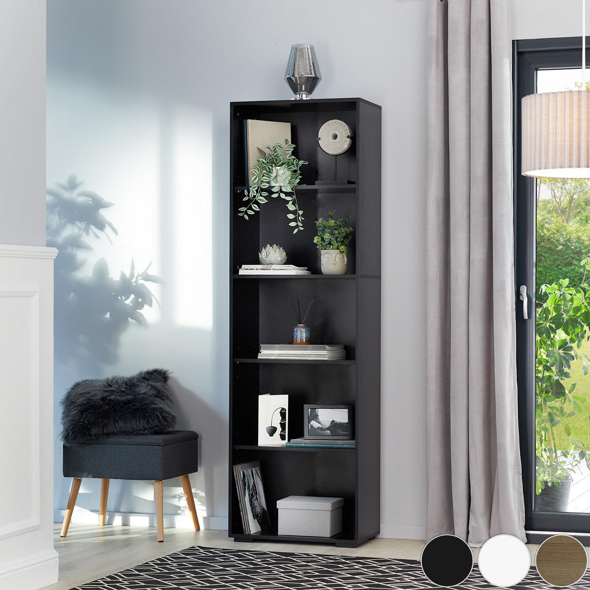 BÜCHERREGAL Lexi,60 x 30 x 190 cm,weiß - Weiß, Holz (30/190/60cm) - tectake