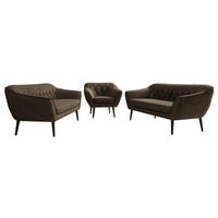 SEDACÍ SOUPRAVA 3+3+1 PIRS - Hnědá Samet - Černé nohy - tmavě hnědá/černá, kompozitní dřevo/textil (180/75/74cm) - MKS