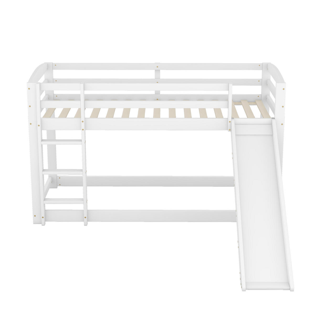 ETAGENBETT 90/200 cm aus Kiefern mit Rutsche und Leiter, platzsparend, Weiß - Weiß, Holzwerkstoff (90/200cm) - Redom
