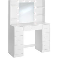 SCHMINKTISCH Charlotte, 107 x 42,5 x 140 cm, weiß - Weiß, Holzwerkstoff (107/140/42.5cm) - tectake