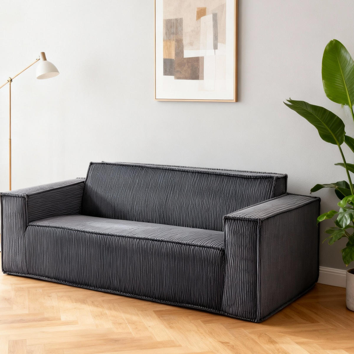 2-SITZER SOFA Cord Grau - Grau, Textil (178/70/86cm) - WISHDOR