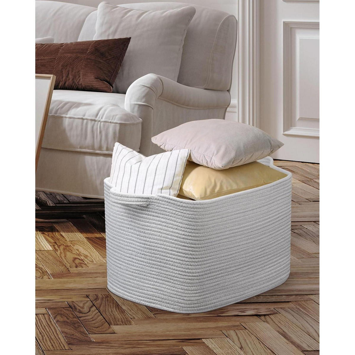 WÄSCHEKORB 2-teiliges Set Hellgrau 63 L - Grau, Textil (38/30/55cm)