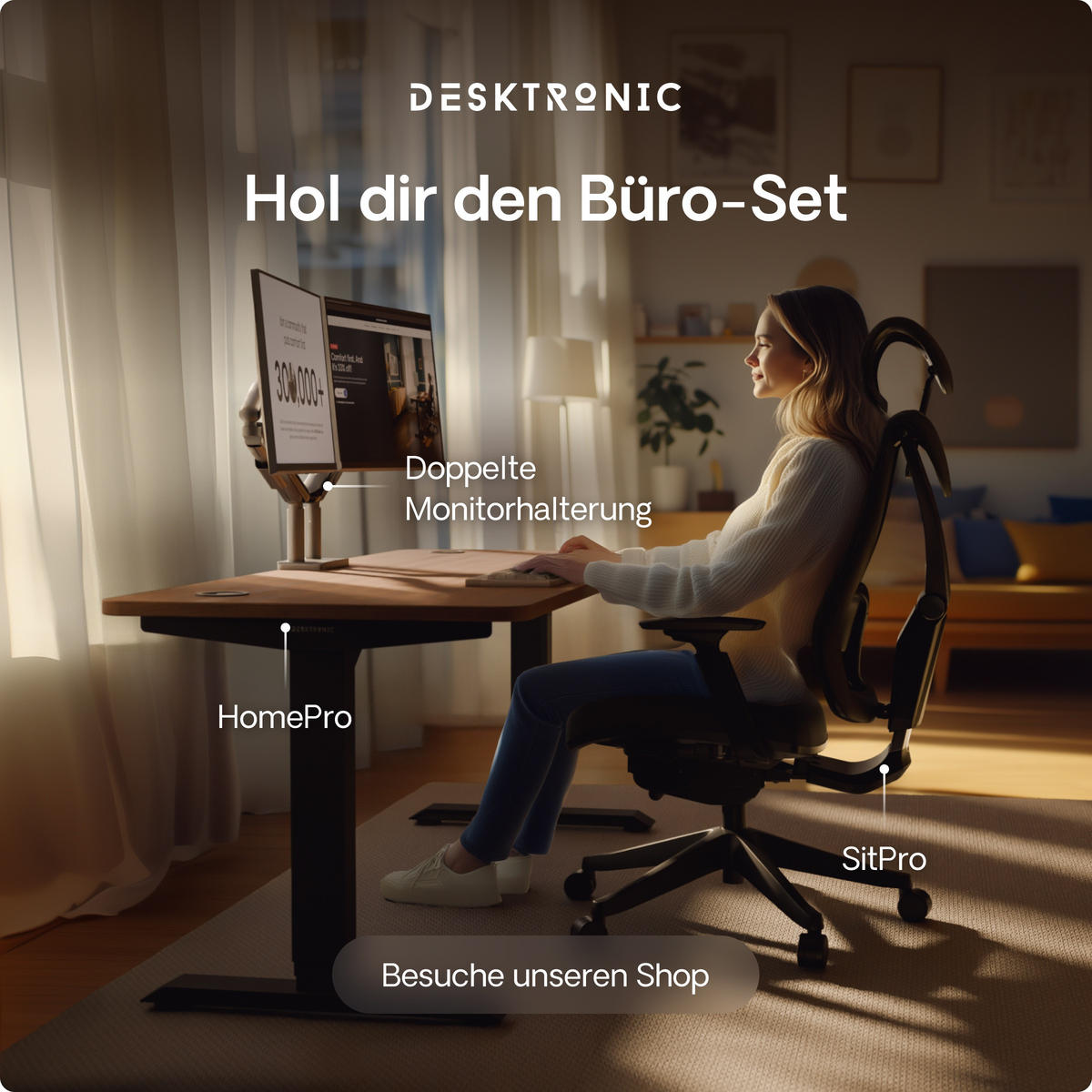 SCHREIBTISCH Elektrisch Höhenverstellbarer HomePro 160x80cm Schwarz/Walnuss mit Memory-Funktion, Anti-Kollisions Technologie - Walnussfarben/Schwarz, Holzwerkstoff (80/160/62cm) - Desktronic