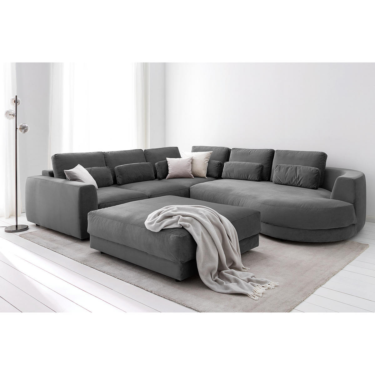 POLSTERHOCKER - Schwarz/Grau, Kunststoff/Textil (105/38/117cm) - home24