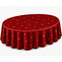 TISCHDECKE 160/220 cm oval Lurex Sterne Rot - Rot, Textil (160/220cm) - TiborTex