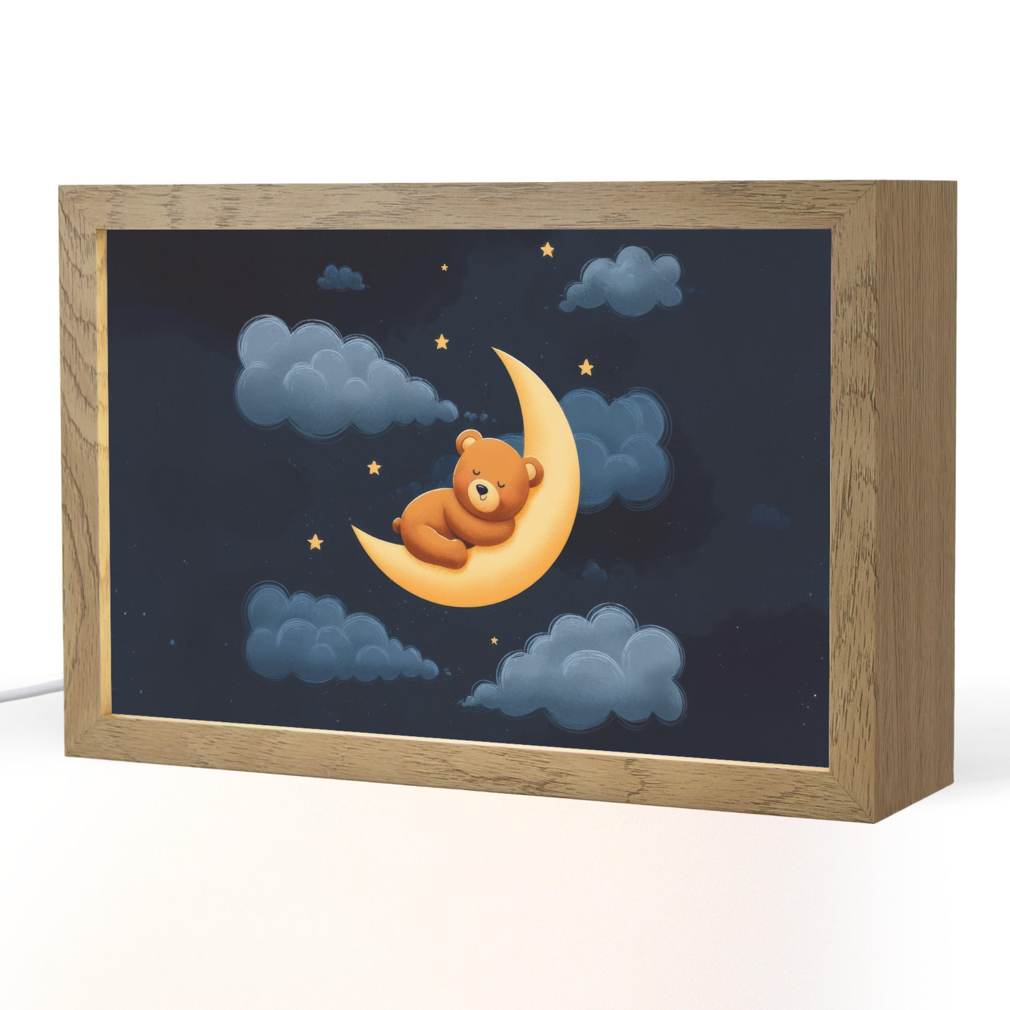 OnlyWow NOČNÍ LAMPIČKA Medvídek - Měsíc - Mraky - Hvězdy 30x20 cm