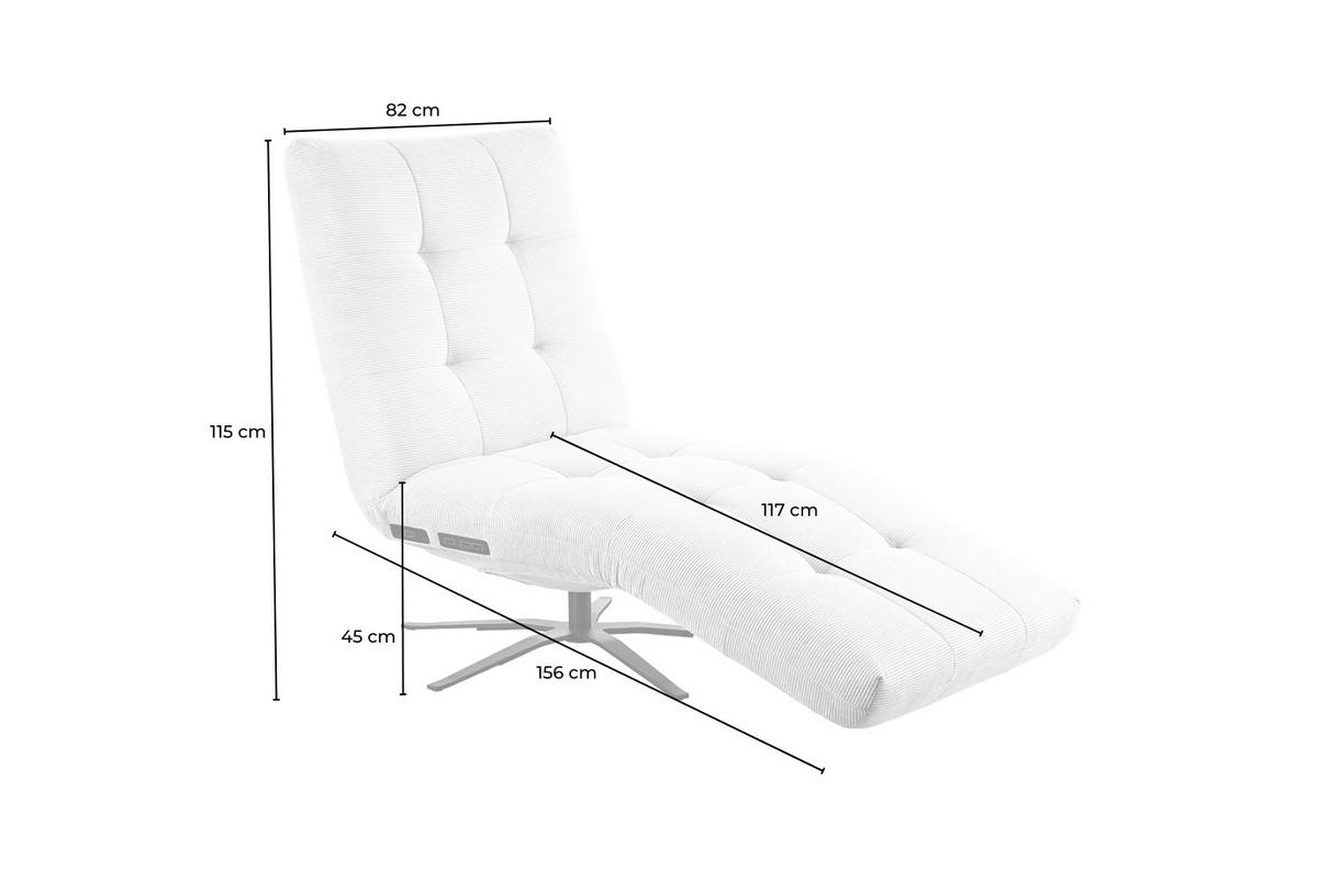 RELAXLIEGE LETICIA Weiß Cord - Schwarz/Weiß, Textil/Metall (82/115/156cm) - KAWOLA
