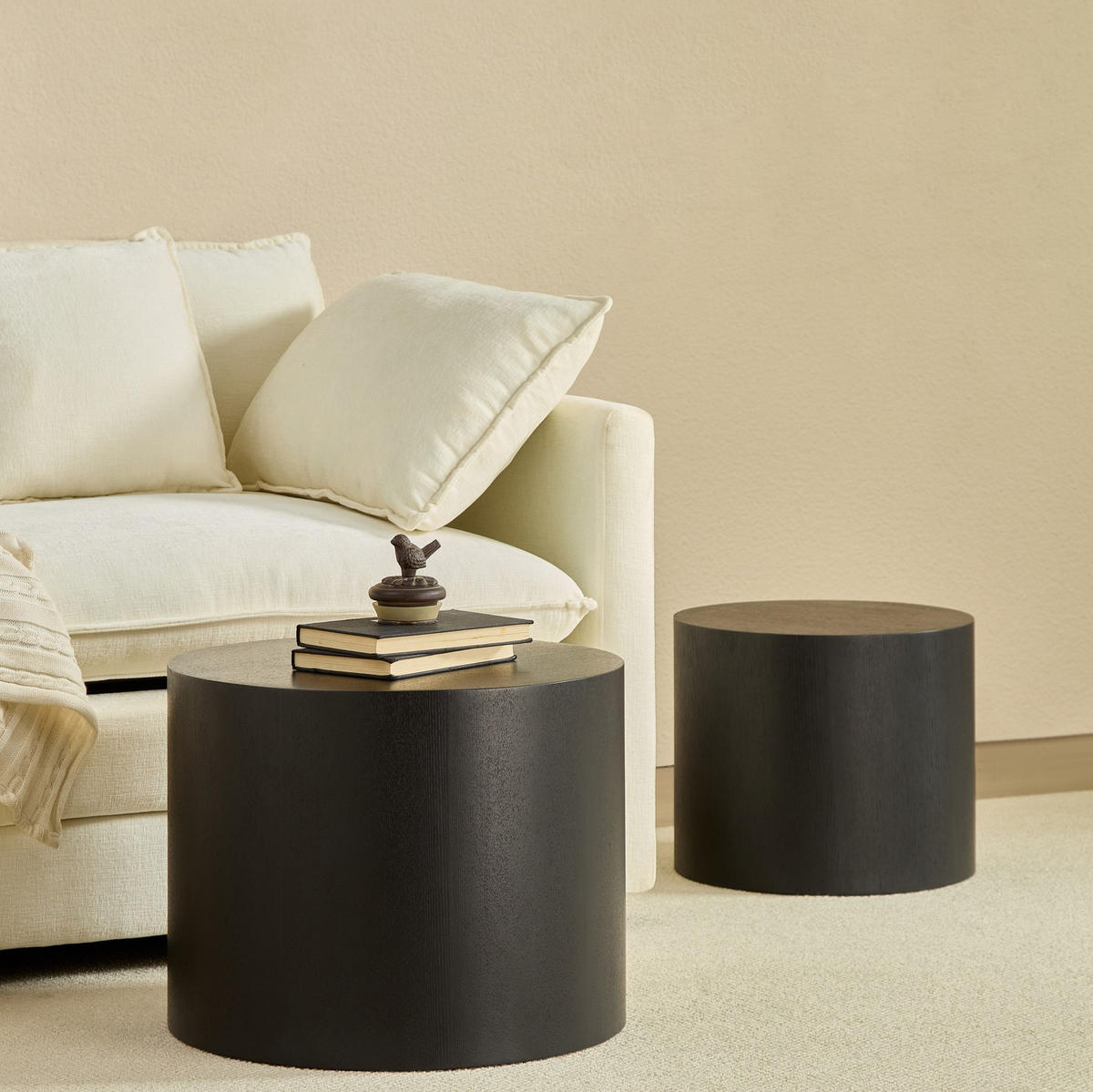 COUCHTISCH aus MDF in Schwarz mit Nesting-Funktion im 2er-Set - Schwarz, Holzwerkstoff (48/48/38cm) - Modfu