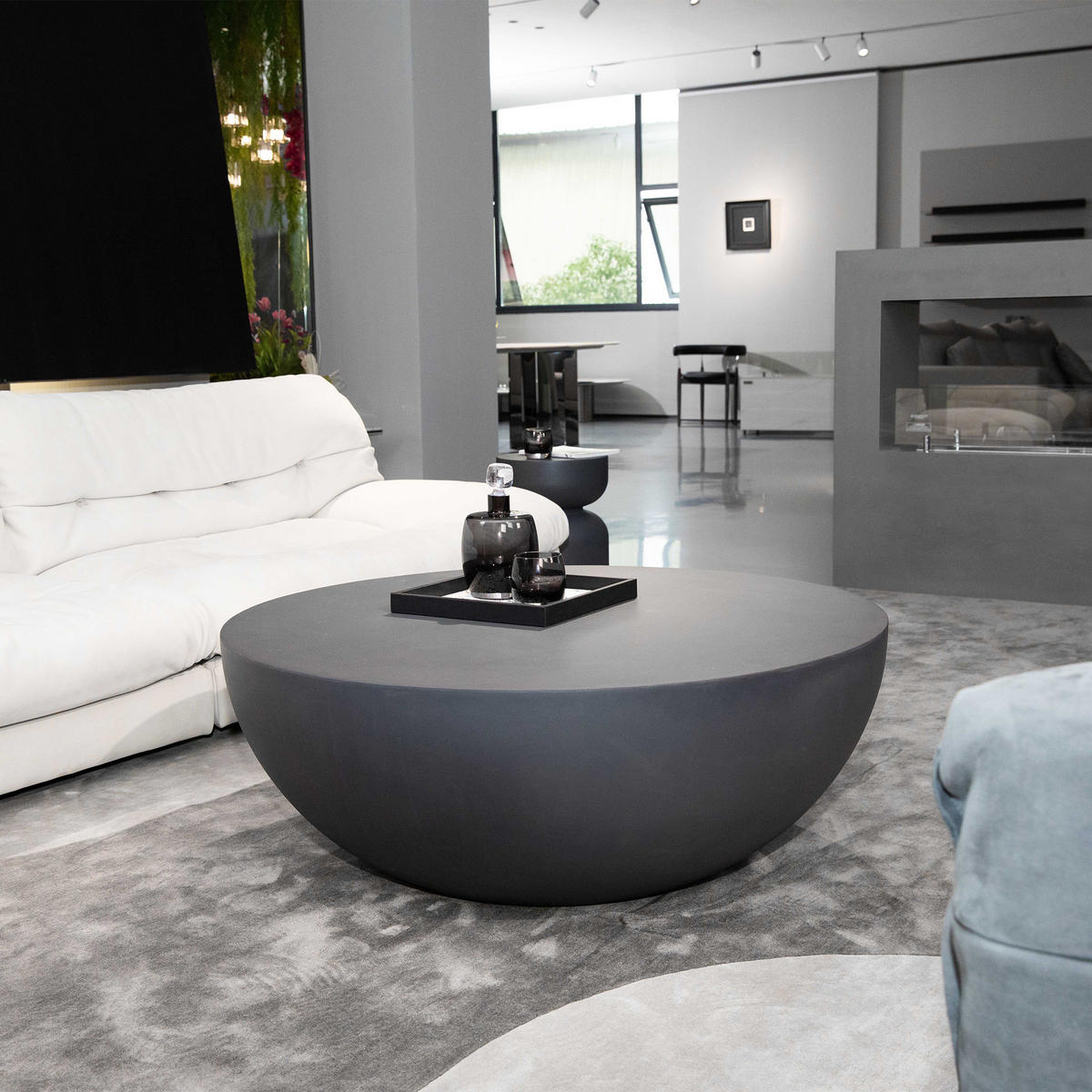 COUCHTISCH CHRONOS Mittel aus Beton 87 x 87 x 35 cm - Schwarz, Naturmaterialien (87/87/35cm) - Elementi