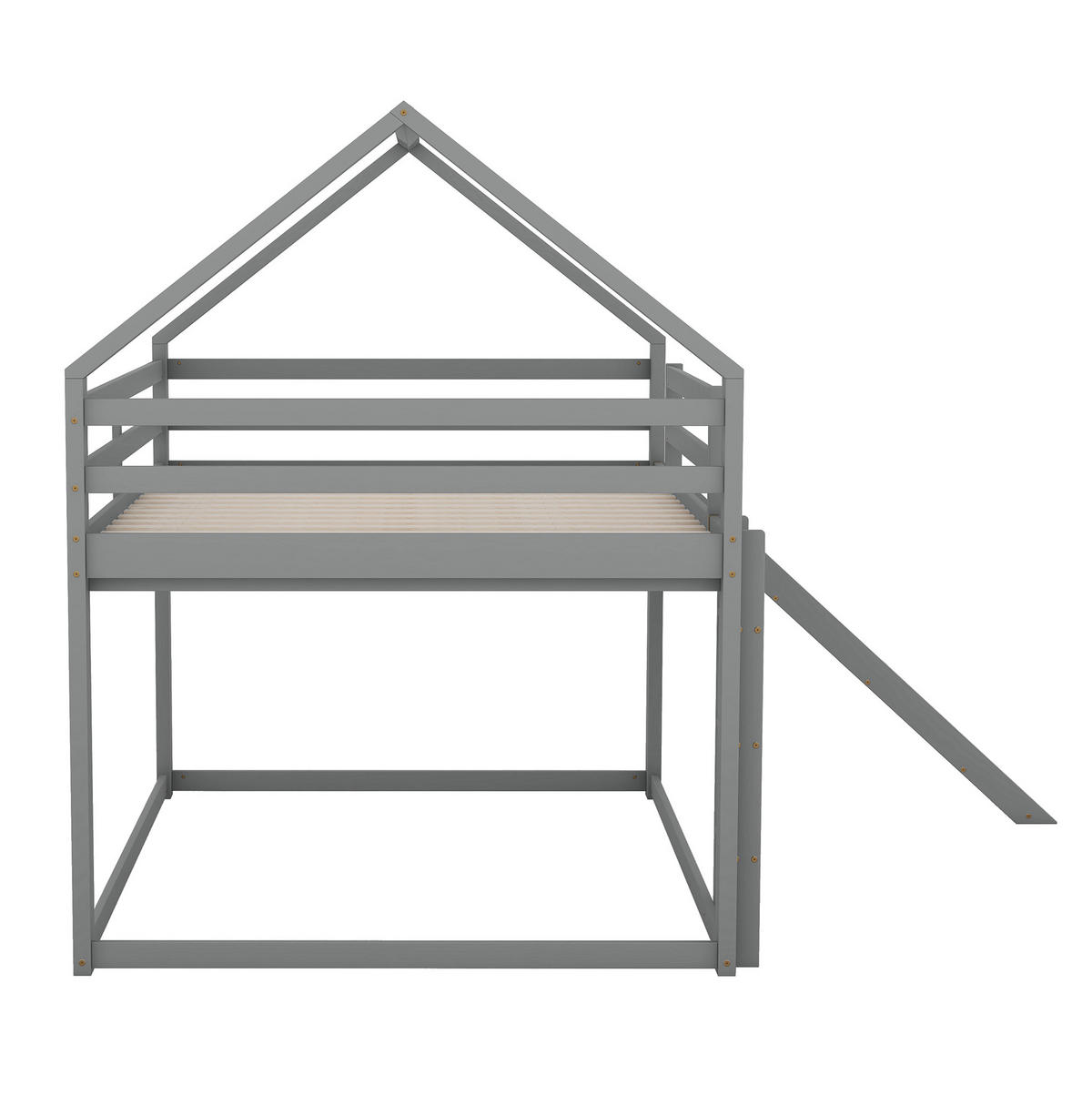 ETAGENBETT 140/200 cm Grau mit Rutsche und Leiter für Kinderzimmer - Grau, Holz (140/200cm) - OKWISH