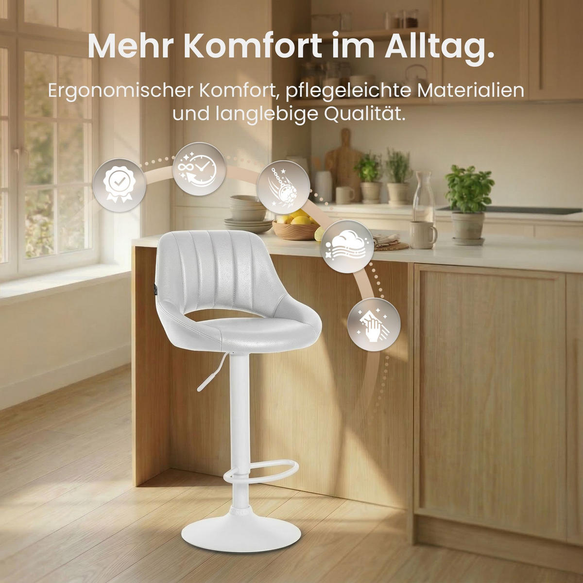 BARHOCKER Lederlook Weiß - Weiß, Textil/Metall (47/85/48cm) - CLP