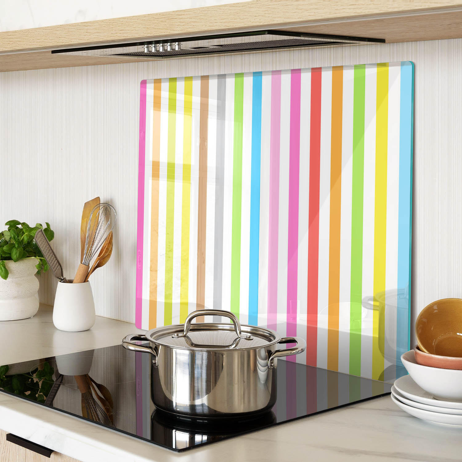 GLASPLATTE 60x52 cm Farbige Streifen - Multicolor, Glas (60/0.4/52cm) - TULUP