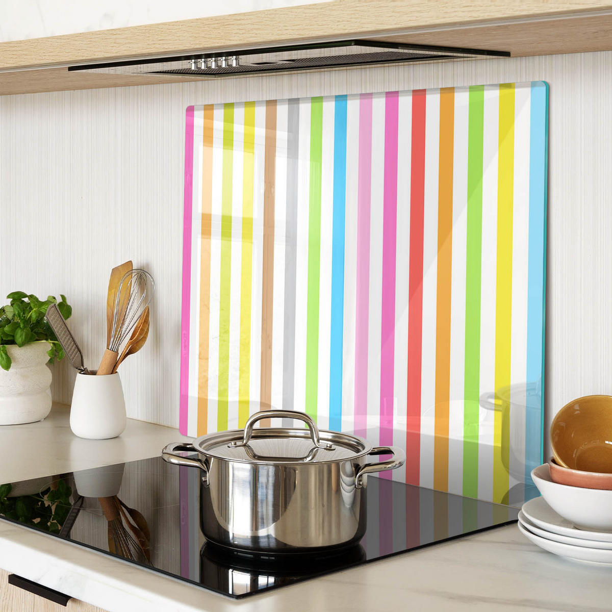 GLASPLATTE 60x52 cm Farbige Streifen - Multicolor, Glas (60/0.4/52cm) - TULUP