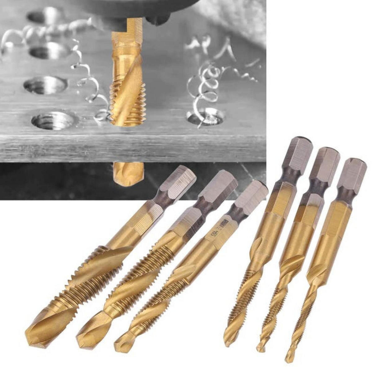 BOHRER - Schnellarbeitsstahl, Schneckenschaft (6-teiliges Set) - Gelb, Metall (7/1/1cm) - DCA