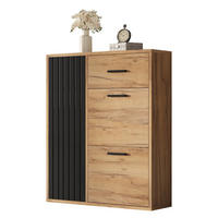 SCHUHSCHRANK 80/24/95,5 cm schwarz/natur aus Spanplatte mit Schublade - Naturfarben, Holzwerkstoff (80/95.5/24cm) - OKWISH