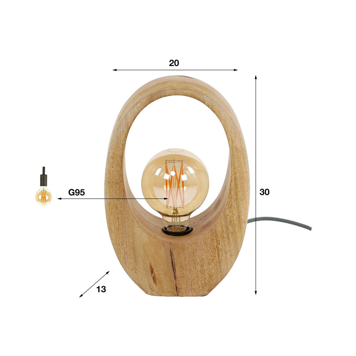 TISCHLEUCHTE Arch Braun 13/20/30 cm - Braun, Holz (13/20/30cm) - Hoyz Collection