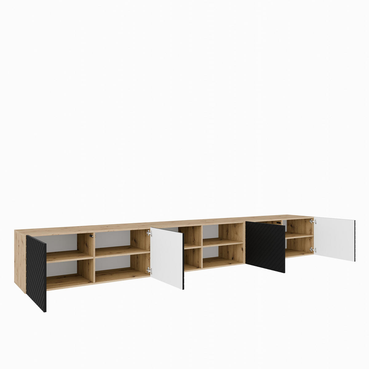 TV-SCHRANK Nicole IV 300 cm, viertürig, artisan, schwarz - Schwarz/Eiche Artisan, Kunststoff (300/41/40cm) - Margaret Hadas24