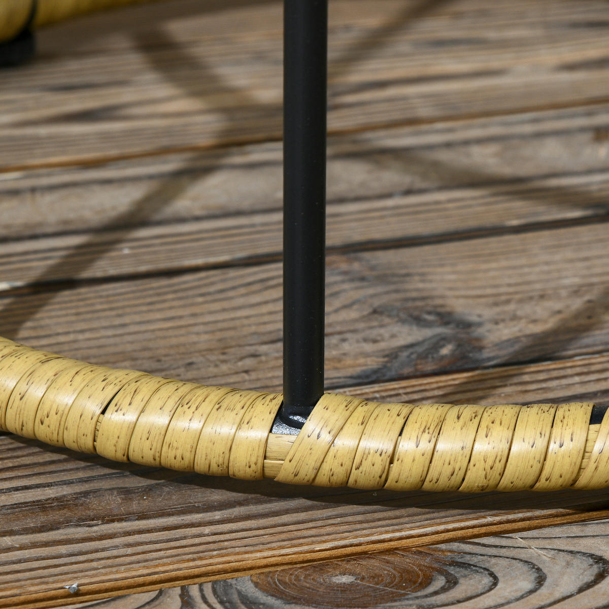 RATTAN Beistelltisch 2er-Set, für Garten, Balkon, Stahl, Khaki - Naturfarben, Kunststoff (58/58/53cm) - Outsunny