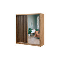 SCHWEBETÜRENSCHRANK DRAVEN 203/215/60,5 cm 2-türig mit Spiegel Eiche Wotan - Eiche Wotan/Schwarz, Holzwerkstoff (203/215/60.5cm) - MASSENO