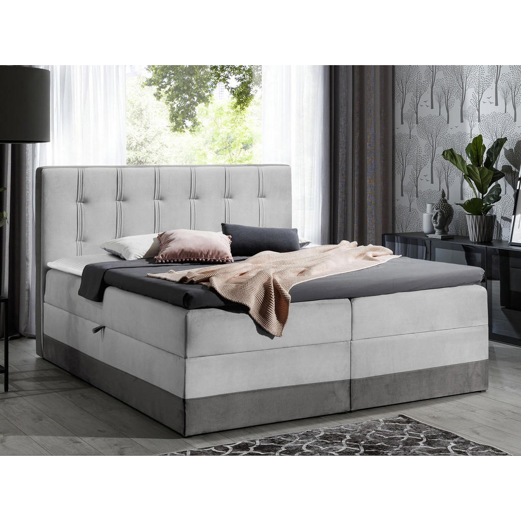 Thumbnail - Mirjan24 Boxbett, Grau, Holz, H3, 180x200 cm, Schlafzimmer, Betten, Boxspringbetten