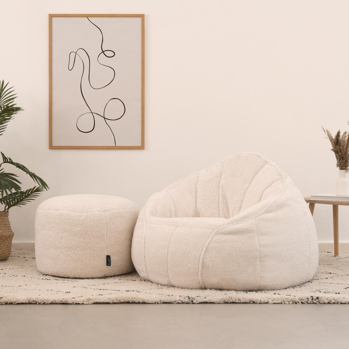 SITZSACK Borg Stuhl und Rund Fußhocker - Beige, Kunststoff (95/75/95cm) - icon