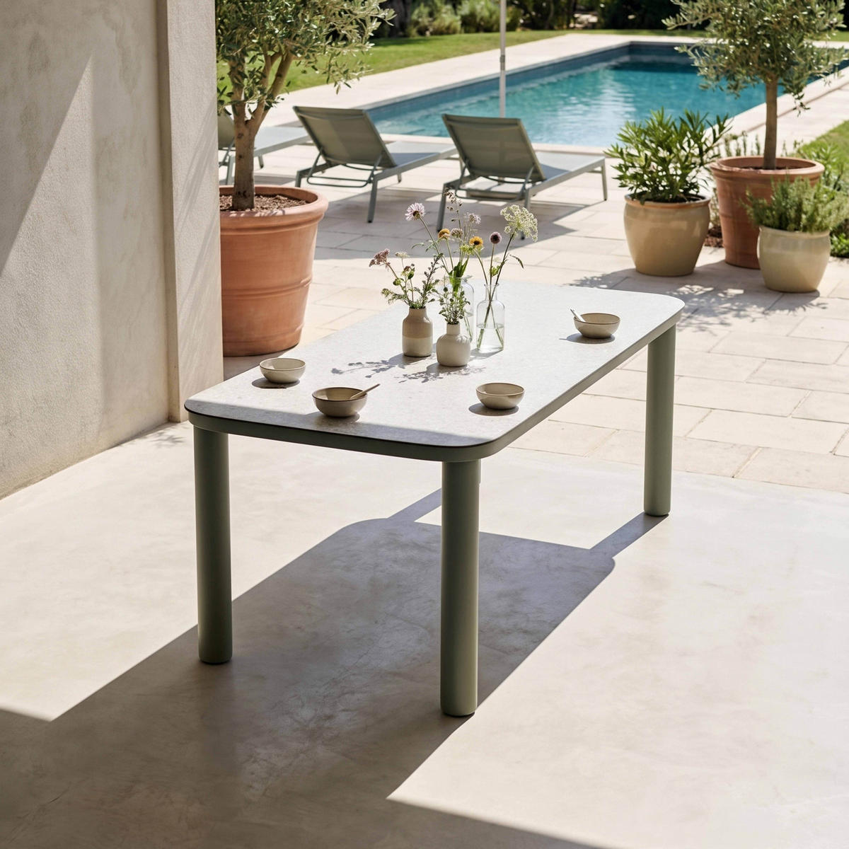 GARTENTISCH, Grün - Grün, Metall (213/90/75cm) - Oviala